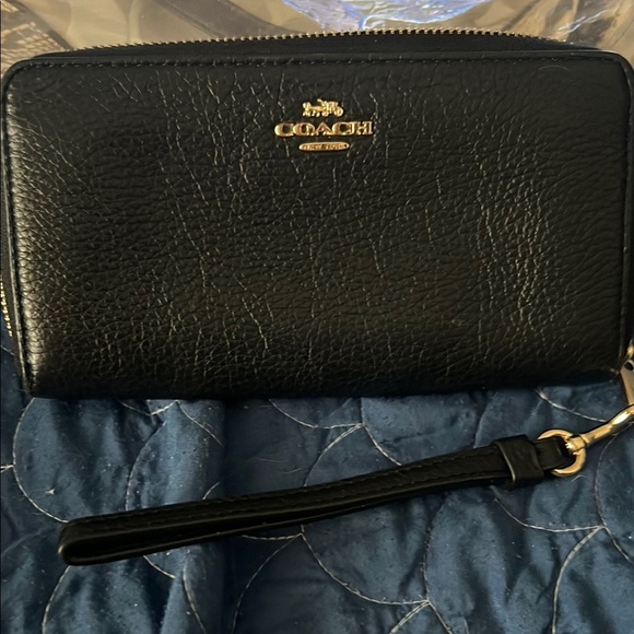 Coach Black Leather Wristlet Wallet - Picture 1 of 4